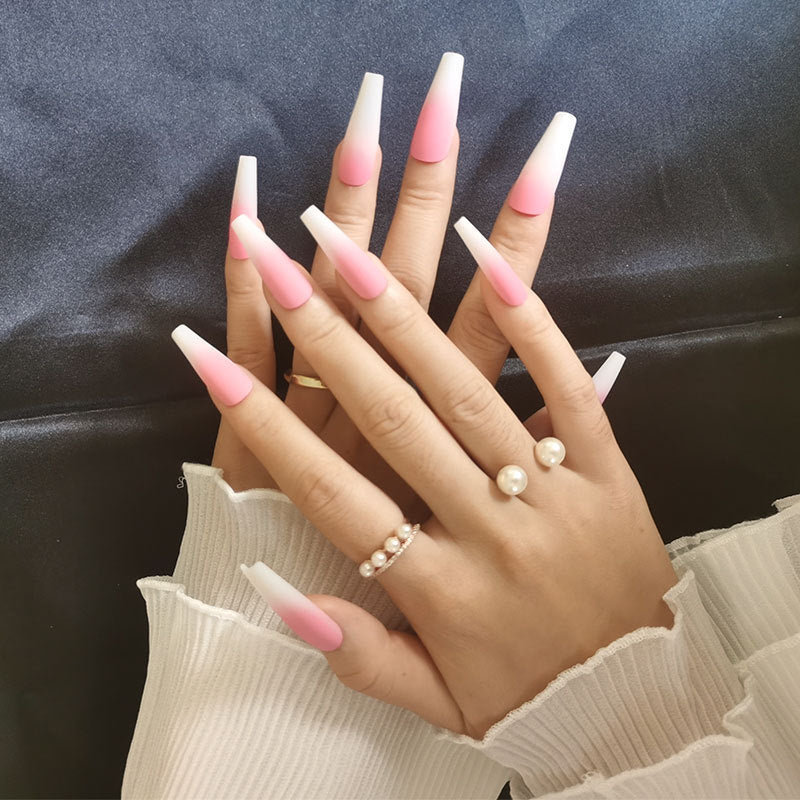 Elegant Long Ballet Nails with Water Droplet Accents