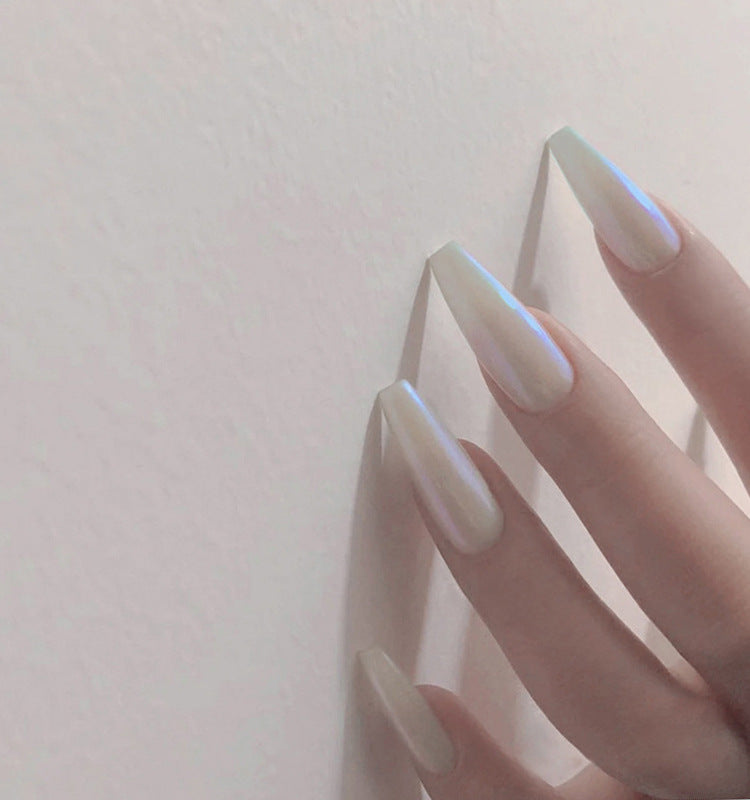 Elegant Long Ballet Nails with Water Droplet Accents