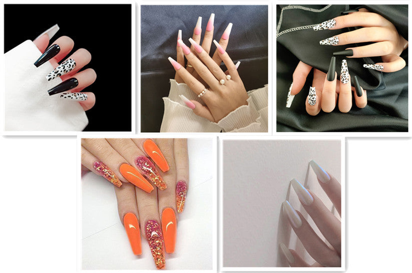 Elegant Long Ballet Nails with Water Droplet Accents